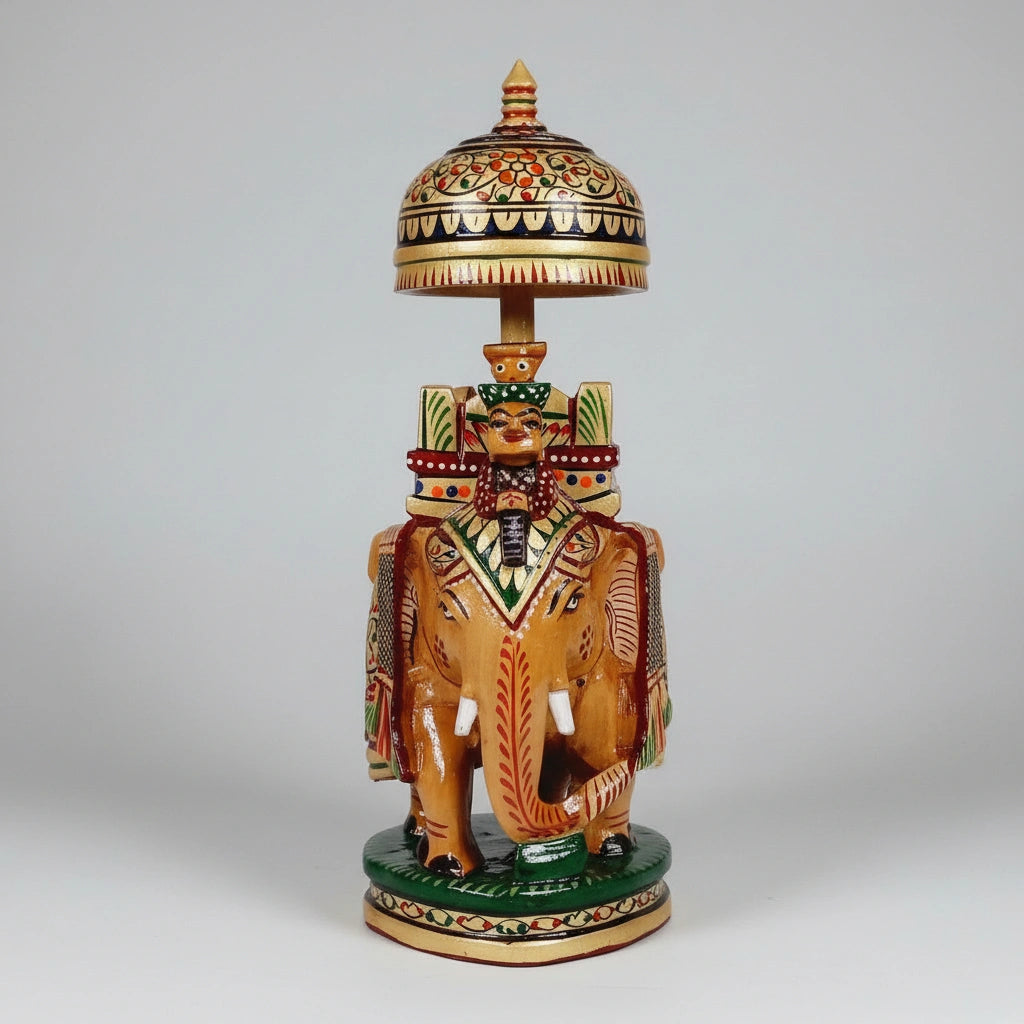 Close-up of the overhead canopy carrying a King and Queen with a skilled Mahout at the elephant neck.