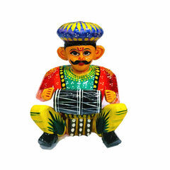 Ethnic wooden puppet musicians set, ideal for wall or shelf decor