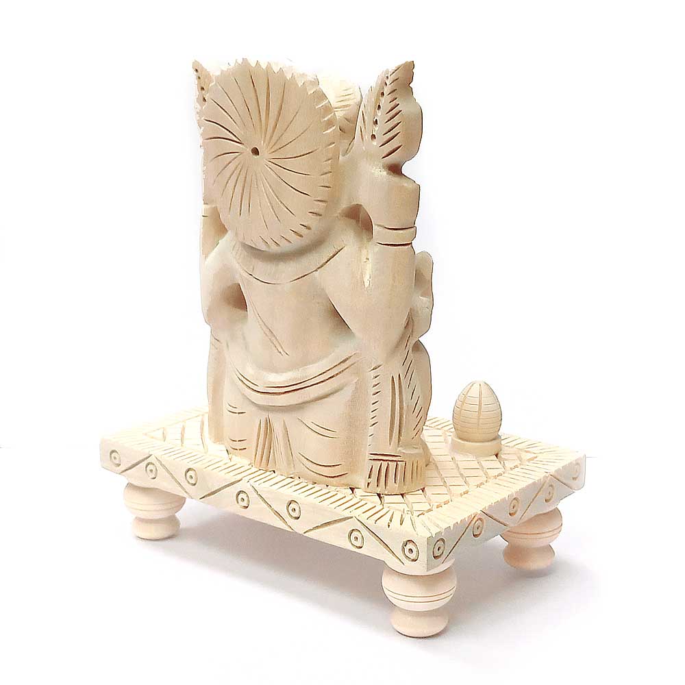 Traditional Sawan wood Ganeshji figurine bringing prosperity and happiness.