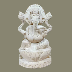 Sacred Sevan wood Ganesha statue symbolizing health and abundance