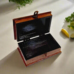 Compact wooden jewelry box 6x4 inches with vibrant Jaipuri artwork