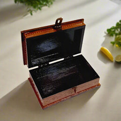 Compact wooden jewelry box 6x4 inches with vibrant Jaipuri artwork