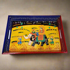 Artisan-crafted multicolor wooden serving tray for food and drinks