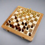 Durable magnetic chess set made of high-quality wood for long-lasting gaming sessions.