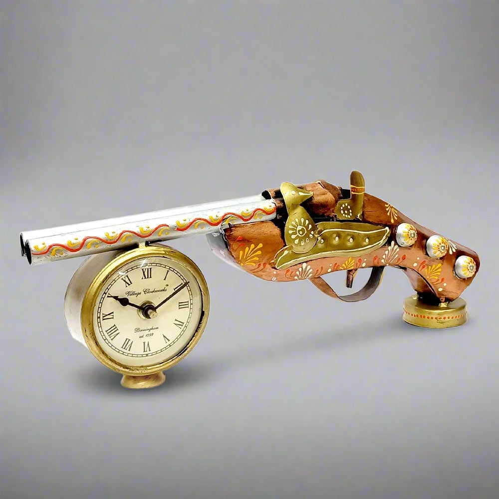 A unique gun-themed desk clock, a great gift for friends and family.