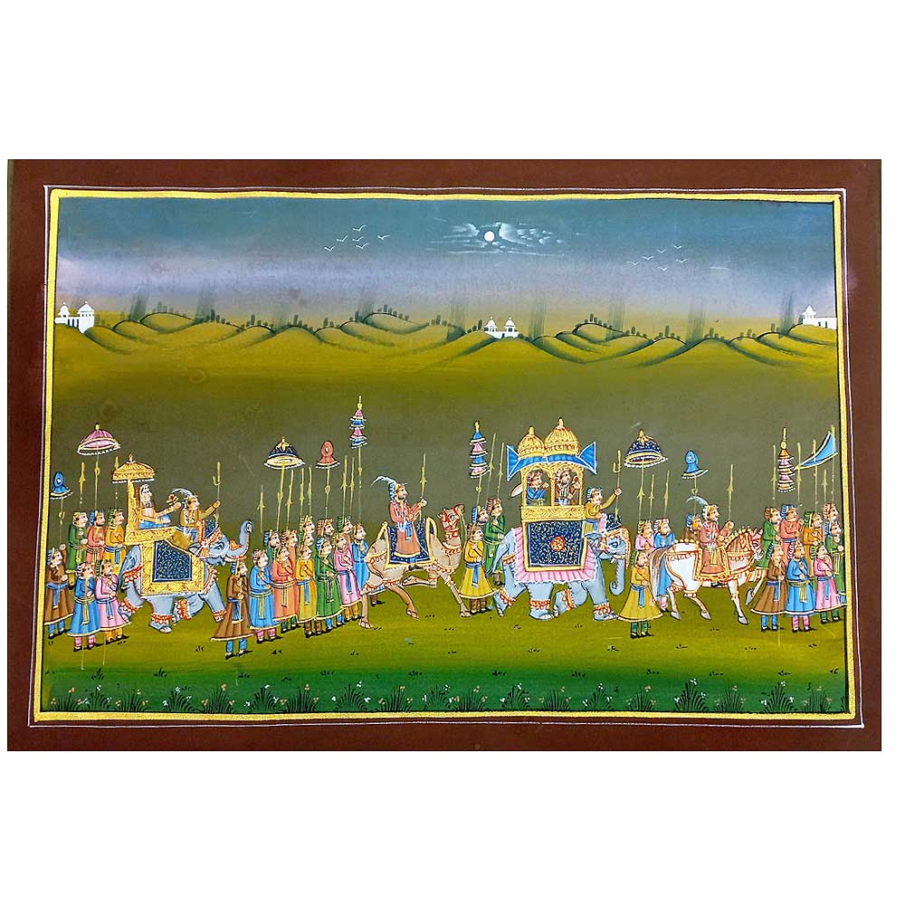 A vibrant and detailed silk painting, a beautiful showpiece with intricate artwork and rich colors.

