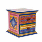 12-inch vibrant hand-painted wooden box with 2 drawers for ethnic home storage.