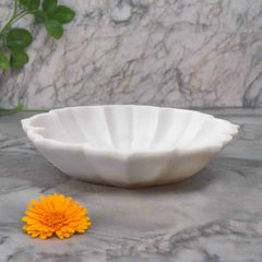 White marble urli bowl for pooja and spiritual rituals