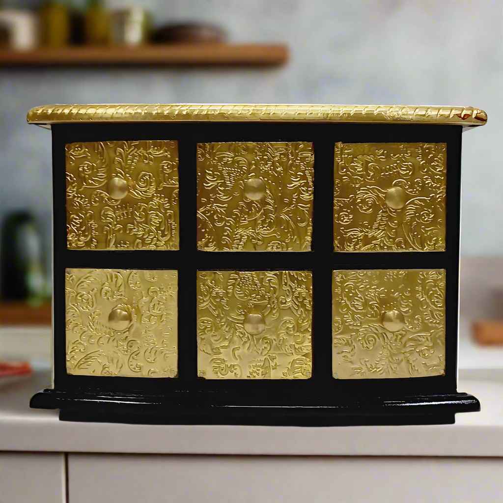 Handcrafted Wooden Drawer Box with Brass Fitting – Multi-Drawer Organizer for Jewelry