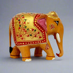 Decorative wooden elephant with fine emboss artwork, ideal gifting and showpiece item