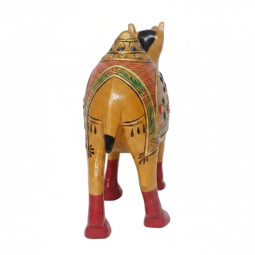 Wooden Camel Statue – 4 Inch & 5 Inch Size, Lacquer Polish Finish- back view