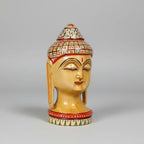 Handmade Buddha Head Showpiece – Painted Detail View