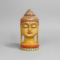 Wooden Hand Painted Buddha Head Statue – Front View