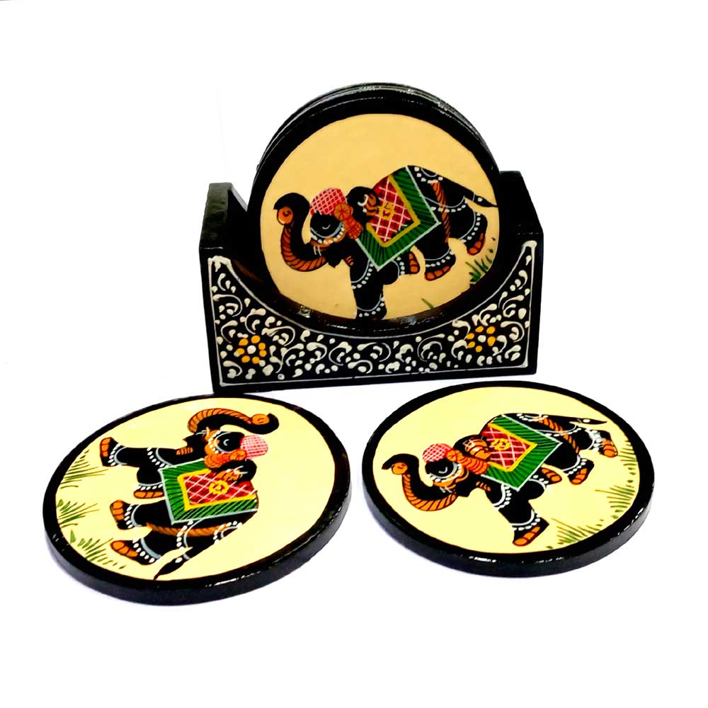 Handcrafted and hand painted wooden tea coaster for home and office.