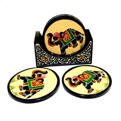 Handcrafted and hand painted wooden tea coaster for home and office.