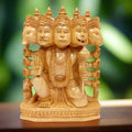 Handcrafted wooden Panchmukhi Hanuman idol with five faces, traditional Indian handicraft
