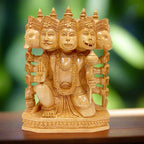 Handcrafted wooden Panchmukhi Hanuman idol with five faces, traditional Indian handicraft