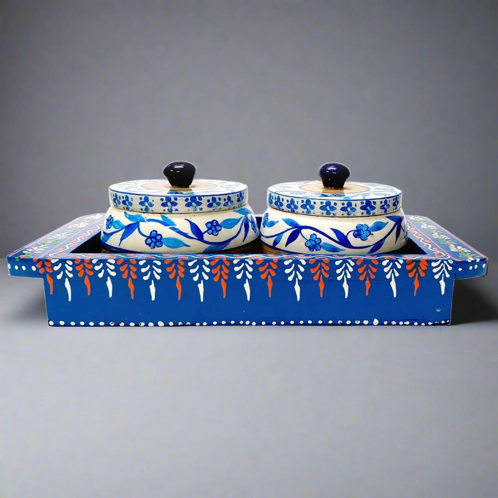 A beautiful wooden tray and container set, a perfect wedding or birthday gift.