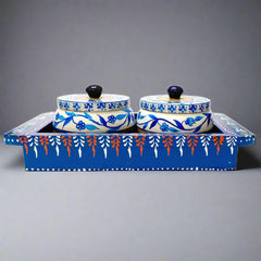A beautiful wooden tray and container set, a perfect wedding or birthday gift.