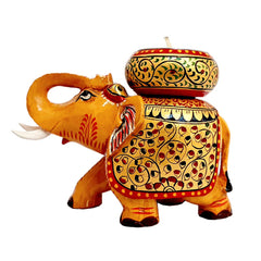 Wooden Hand Painted Elephant Candle Holder