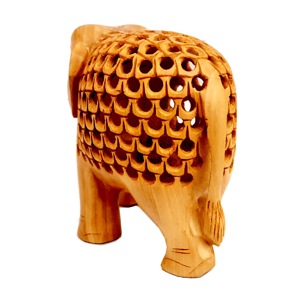 Wooden Undercut Elephant Figurine