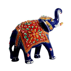 Metal Elephant with Meenakari Painting