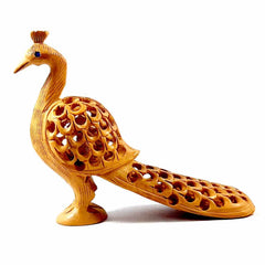 Wooden Carving Peacock Showpiece