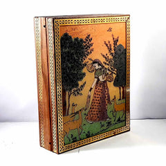 Wooden Box with Gemstone Painting