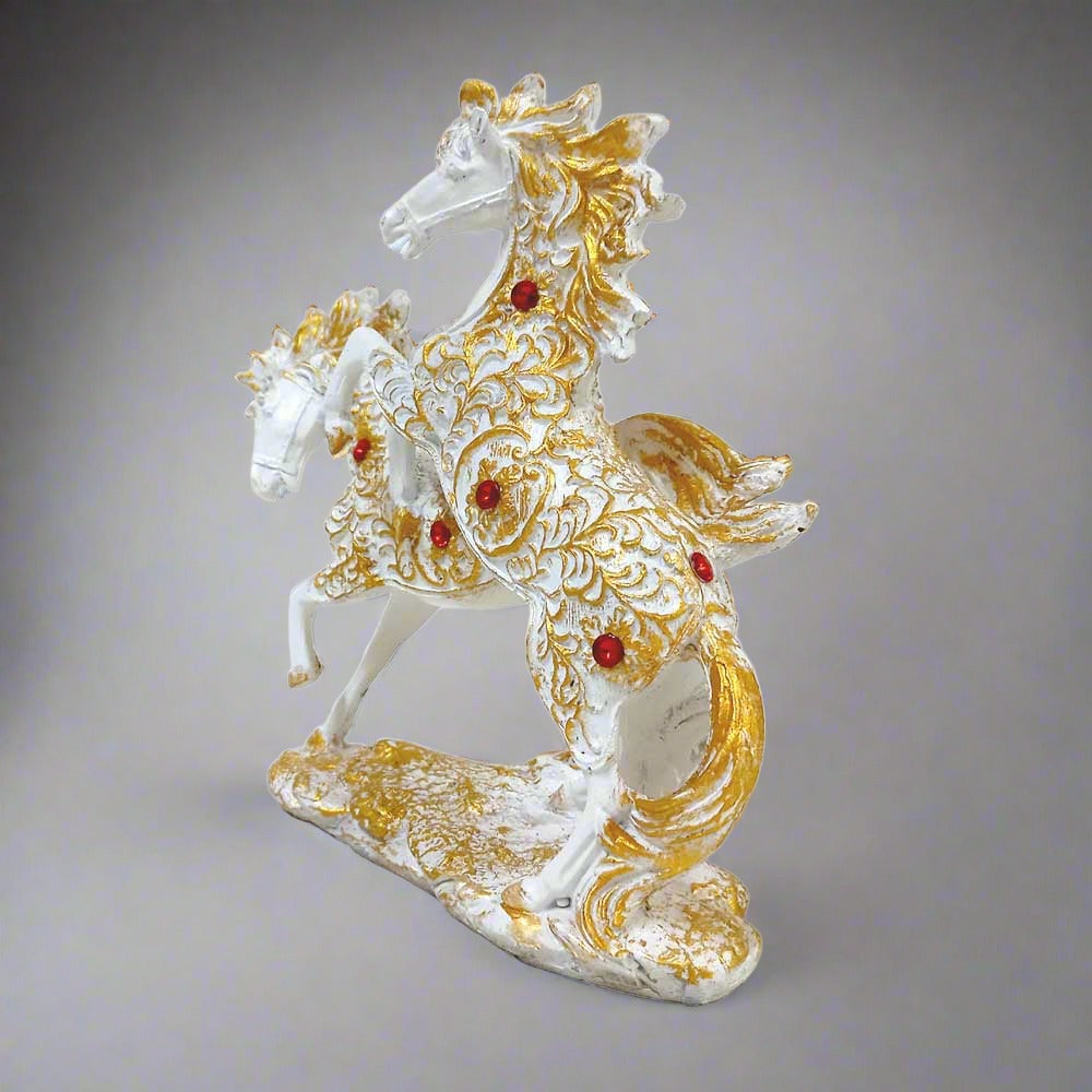 Jumping White Horse Showpiece