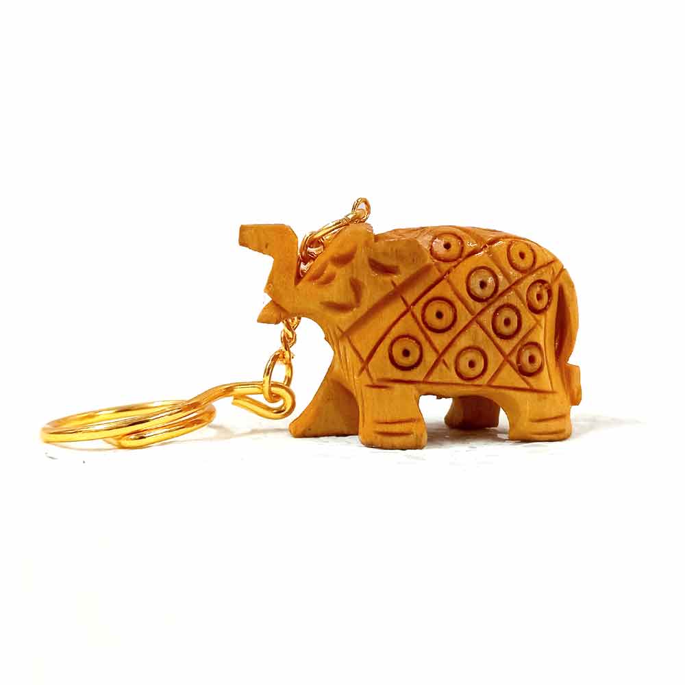 Lucky Elephant Wooden Keychain