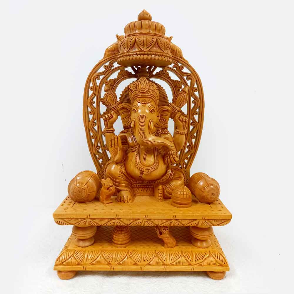 Wood Carving  Ganesh Idol