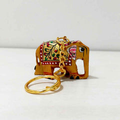 Wooden Hand Painted Elephant Keychain