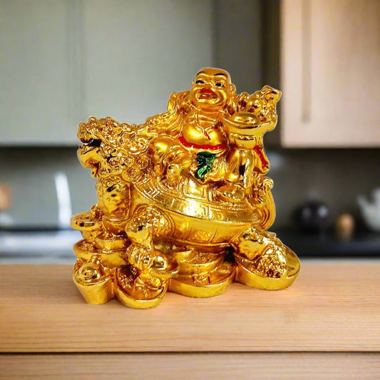 Feng Shui Laughing Buddha with Tortoise