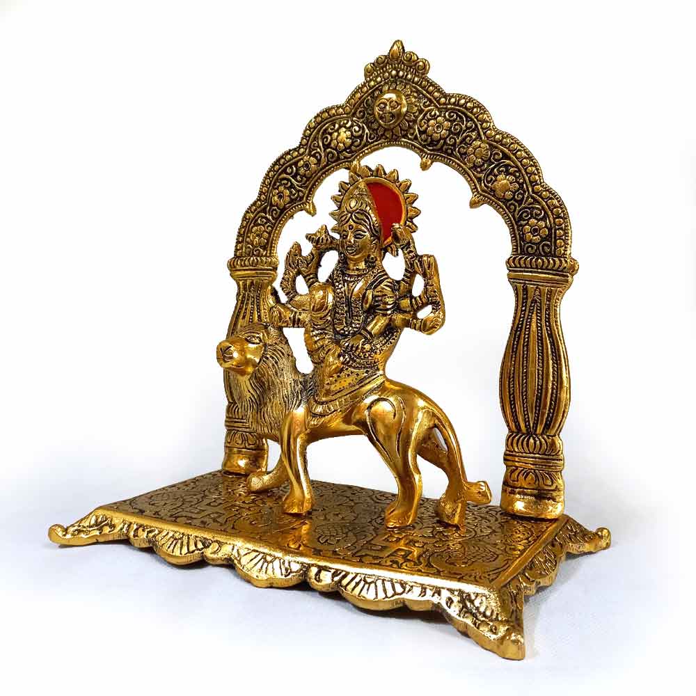 Durga sitting on lion statue