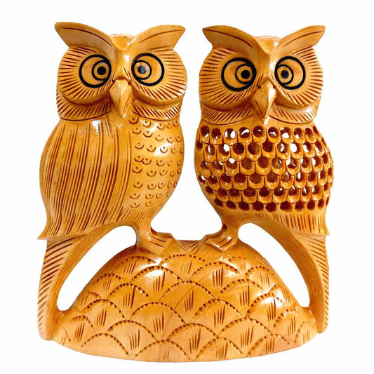 Wooden Carving Owl Statue