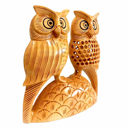 Wooden Undercut Owl Figurine