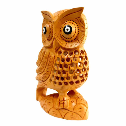 Wood Carving Owl Figurine