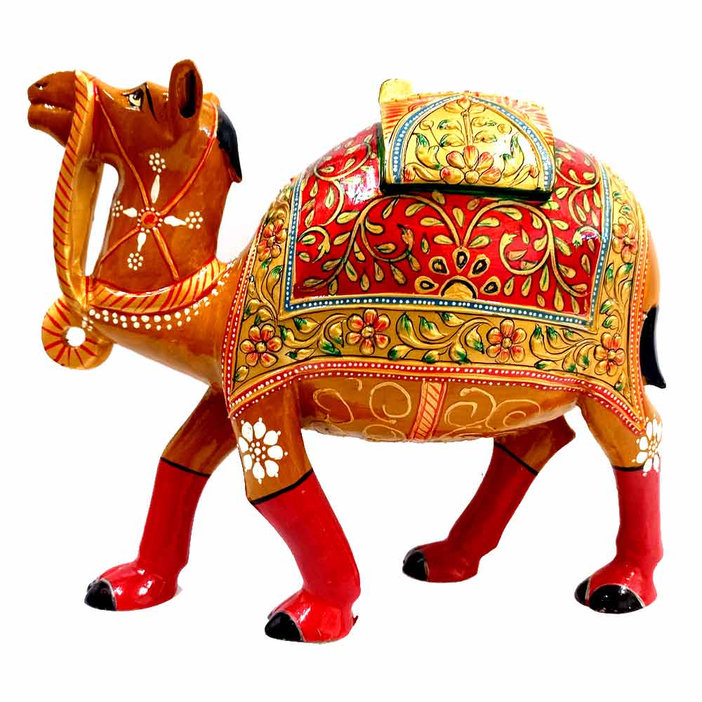 Wooden Emboss Painting Camel Statue