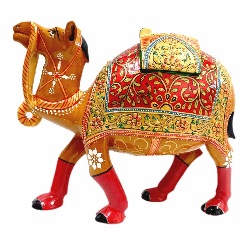 Wooden Painting Camel Statue for Home Decor