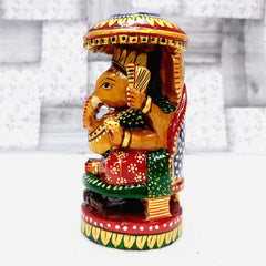 Wooden Hand Painted Ganesh Statue