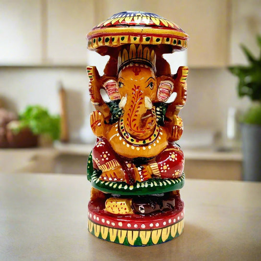 wooden painting Ganesh statue