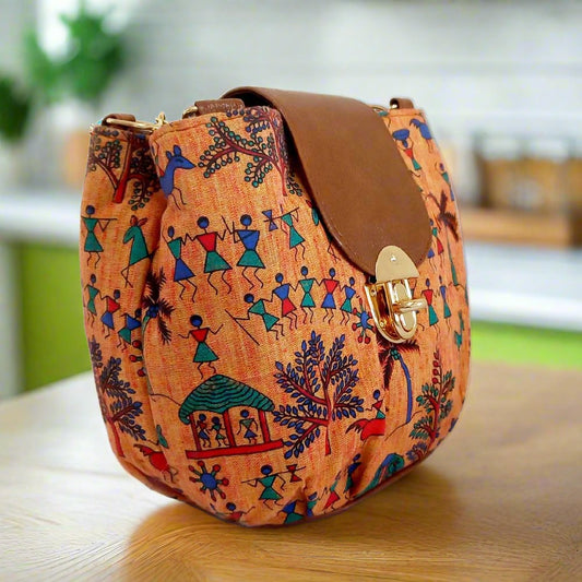 Handmade Warli Print Sling Bag