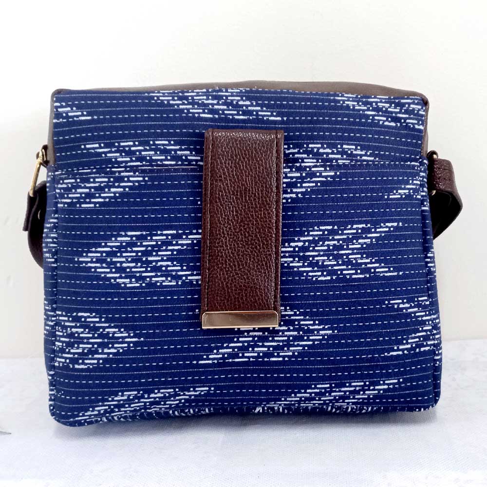 cotton and leather sling bag at kkgiftstore