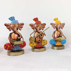 Set of 3 Musician Ganesh Figurine
