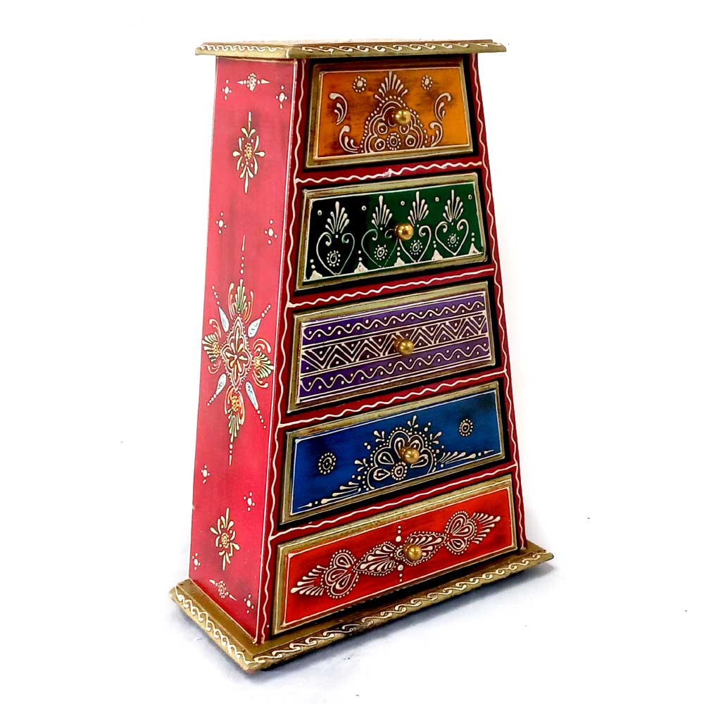 Wooden Hand Painted 5 Layer Drawer Box
