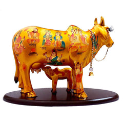 Kamdhenu Cow with Calf Figurine