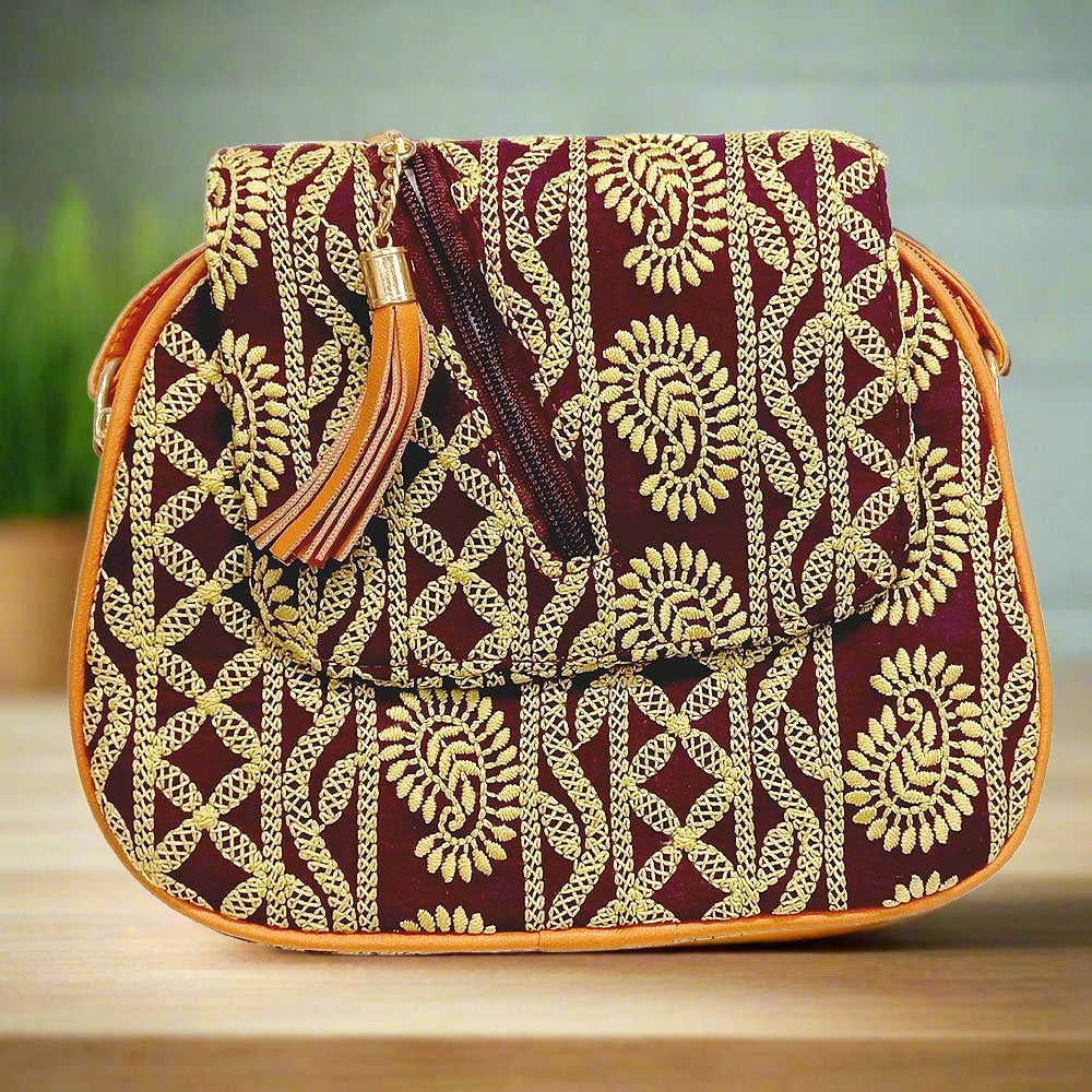 Embroidery sling bag