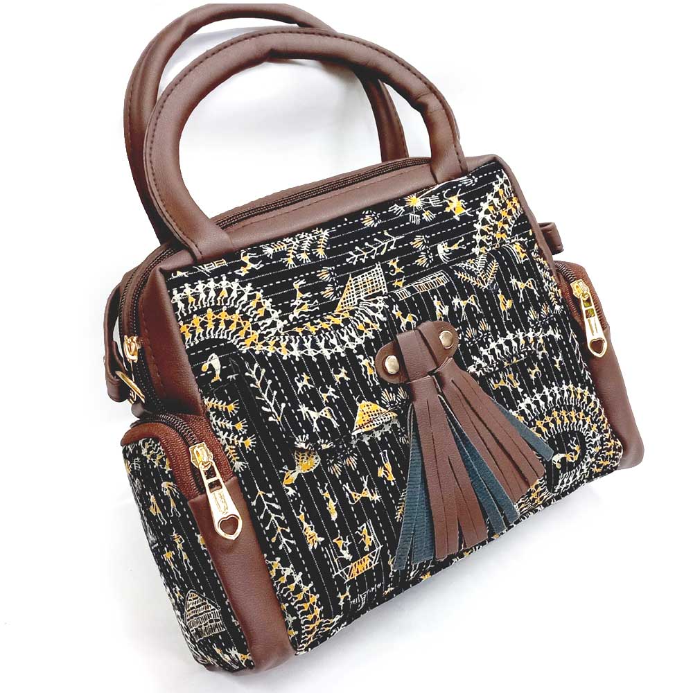 handbag with warli print