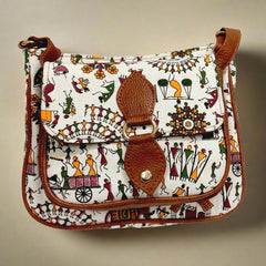 Warli Printed Cotton Sling Bag