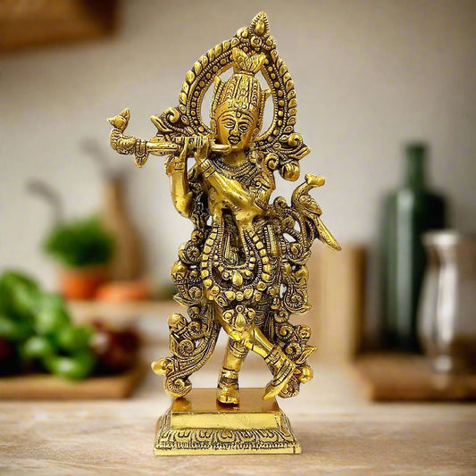 Metal Standing Krishna Figurine